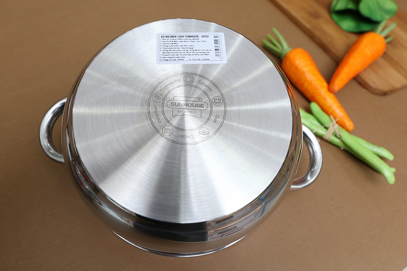 Bộ 2 nồi inox 3 đáy Sunhouse SH332