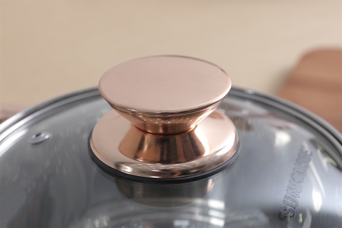 Nồi inox 5 đáy nắp kính 16 cm Sunhouse SHG24216 Màu Inox