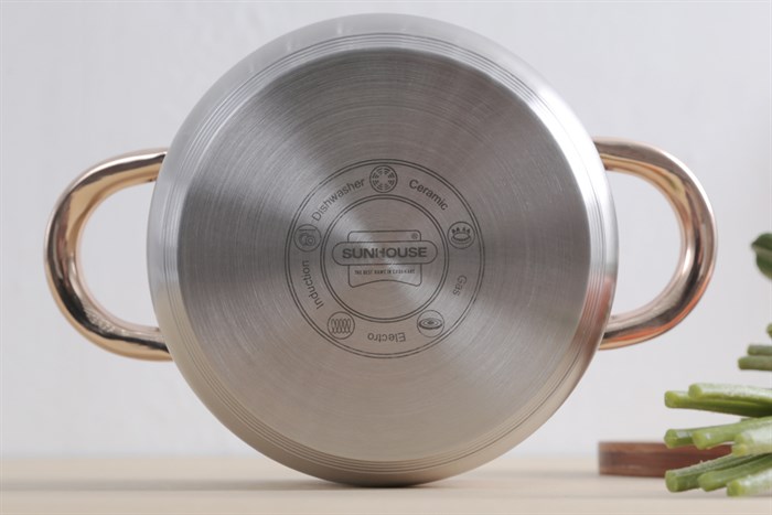 Nồi inox 5 đáy nắp kính 16 cm Sunhouse SHG24216 Màu Inox