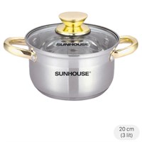 Nồi inox 5 đáy nắp kính 20 cm Sunhouse SHG24220