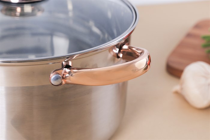 Nồi inox 5 đáy nắp kính 24 cm Sunhouse SHG24224 Màu Inox