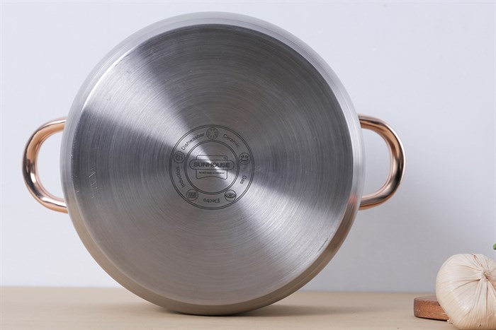 Nồi inox 5 đáy nắp kính 24 cm Sunhouse SHG24224 Màu Inox