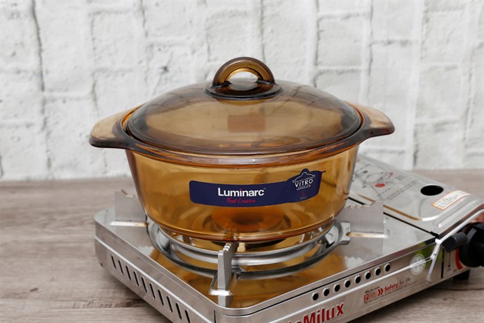 Nồi thủy tinh nắp kính 2 lít Luminarc Blooming Amberline Màu Nâu