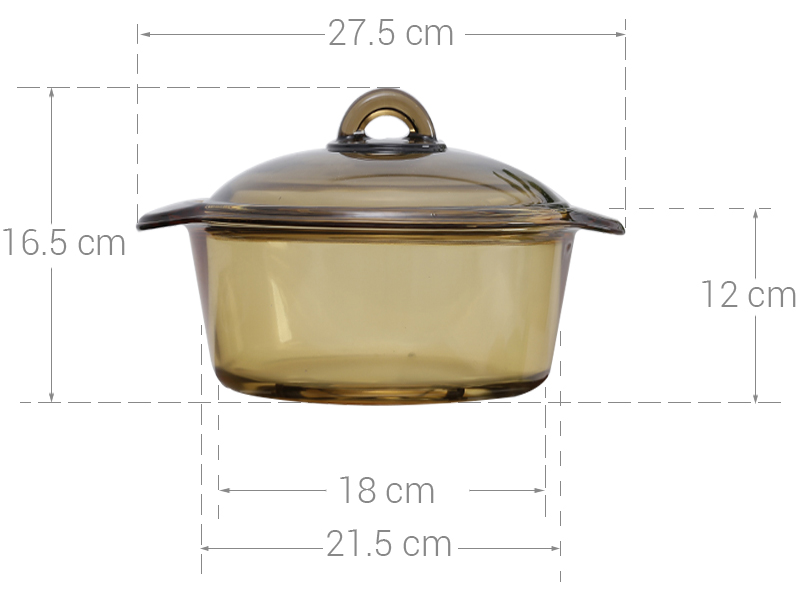 Nồi thủy tinh nắp kính 3 lít Luminarc Blooming Amberline