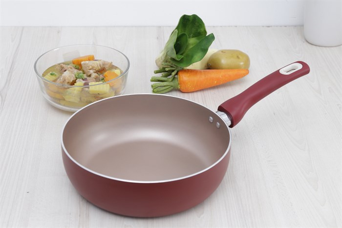 Chảo nhôm sâu chống dính đáy từ 26 cm Delites CSE Màu Đỏ