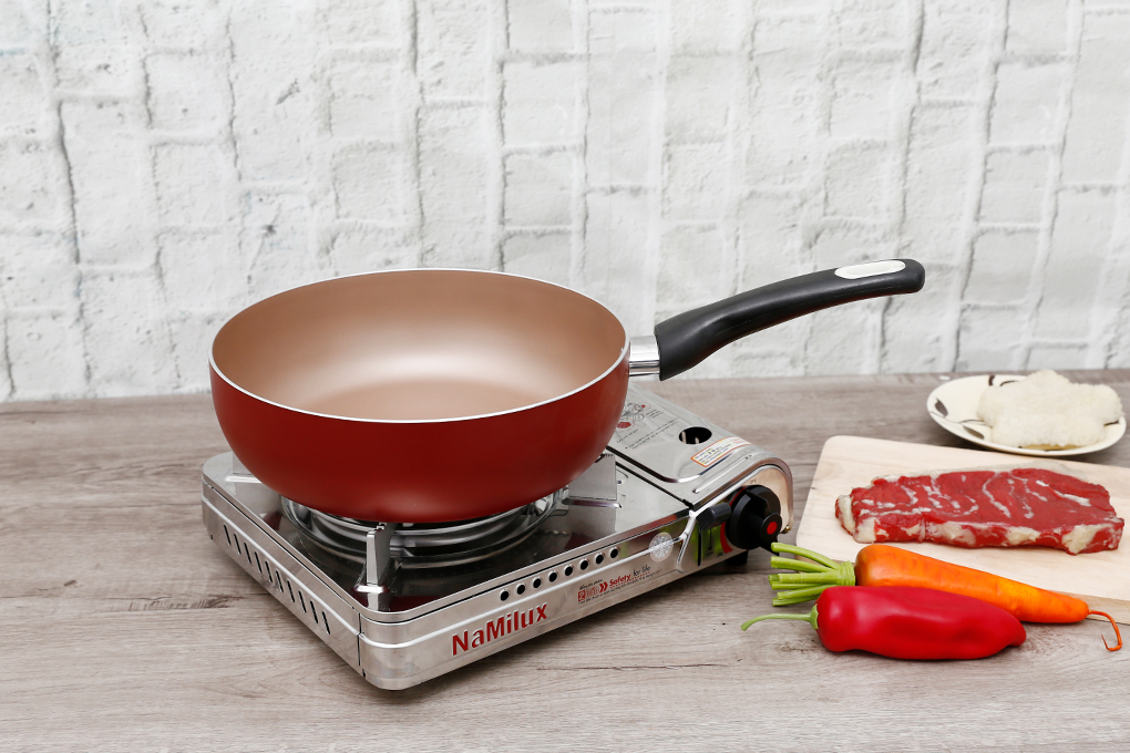 Chảo nhôm sâu chống dính đáy từ 26 cm Delites CSE Màu Đỏ