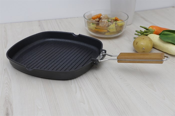 Chảo nướng nhôm chống dính đáy từ 28 cm Delites 002CWS Màu Đen
