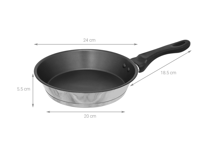 Chảo inox chống dính đáy từ 24 cm Happycook HLFP 24IH