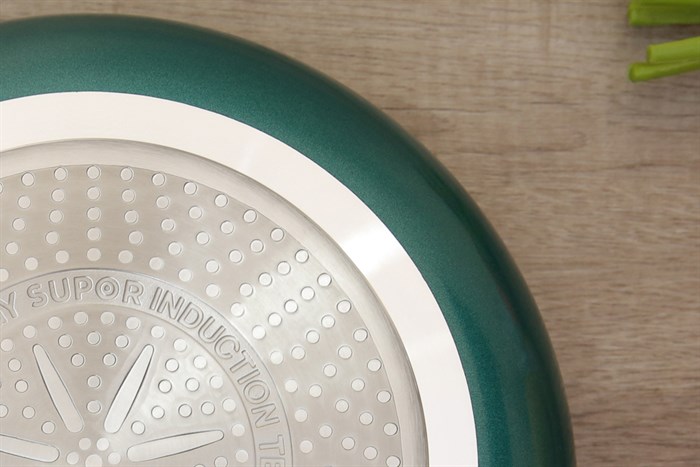 Chảo nhôm chống dính đáy từ 24 cm Supor H18203 J24A Màu Xanh ngọc