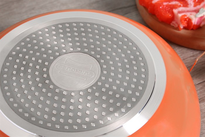 Chảo nhôm sâu chống dính đáy từ nắp kính 28 cm Sunhouse SHG1228MOB Màu Cam