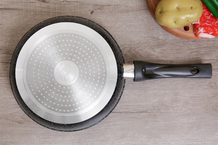 Chảo nhôm chống dính vân đá đáy từ 24 cm DMX CDE Màu Đen