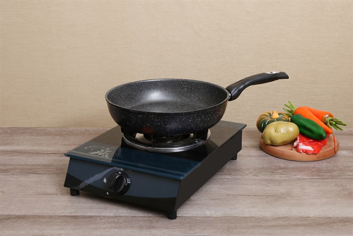 Chảo nhôm chống dính vân đá đáy từ 28 cm DMX CDE Màu Đen