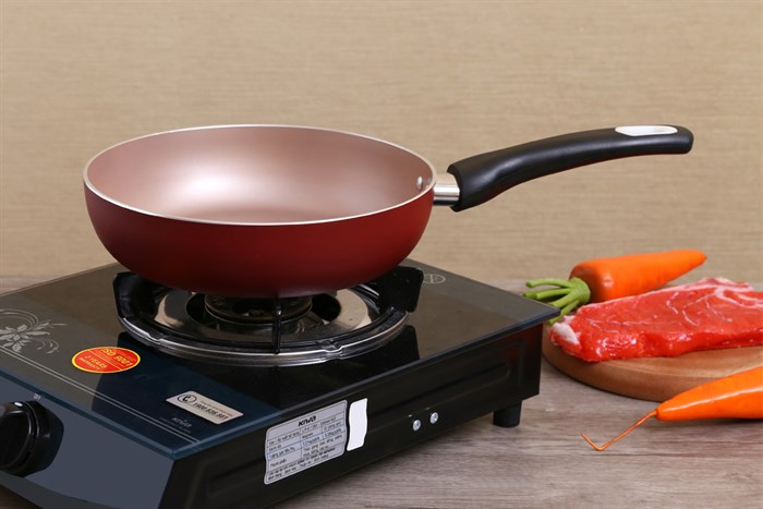 Chảo nhôm sâu chống dính đáy từ 24 cm DMX CSE Màu Đỏ