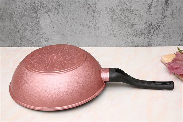 Chảo nhôm sâu chống dính vân đá đáy từ 28 cm Happycook Aura AWP-28IH Màu Đen hồng