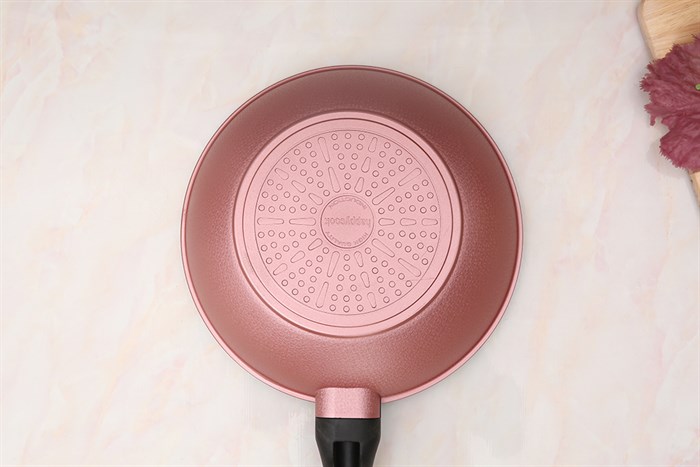 Chảo nhôm sâu chống dính vân đá đáy từ 28 cm Happycook Aura AWP-28IH Màu Đen hồng