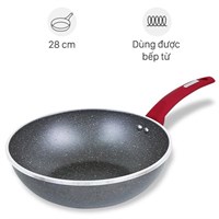 Chảo nhôm sâu chống dính vân đá đáy từ 28 cm Kangaroo KG655M