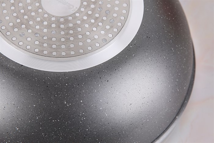 Chảo nhôm sâu chống dính vân đá đáy từ 28 cm Kangaroo KG655M Màu Xám - Đỏ