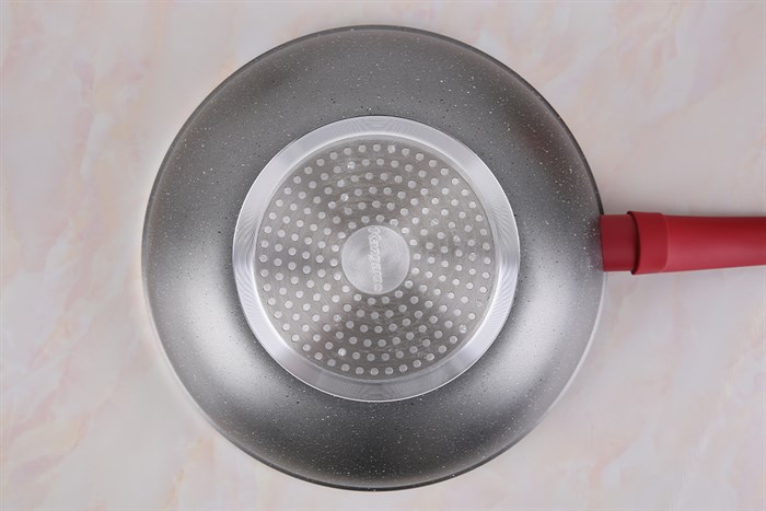 Chảo nhôm sâu chống dính vân đá đáy từ 28 cm Kangaroo KG655M Màu Xám - Đỏ
