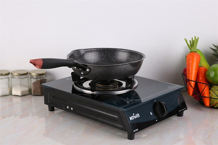 Chảo nhôm chống dính vân đá đáy từ 24 cm Kangaroo KG661S Màu Đen