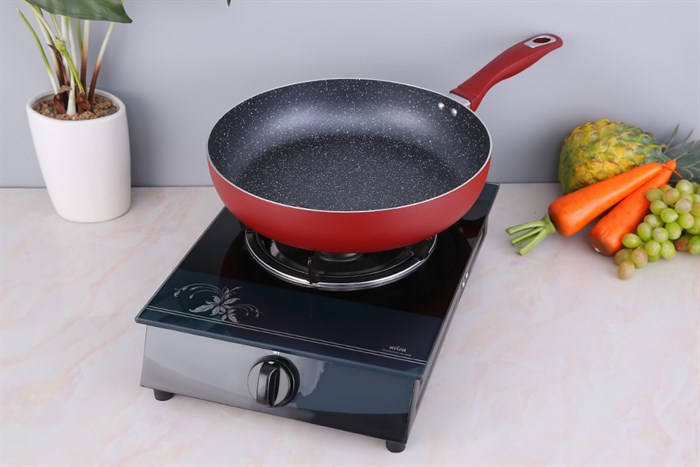 Chảo nhôm chống dính vân đá đáy từ 30 cm Delites CE001-30 Màu Đỏ đô