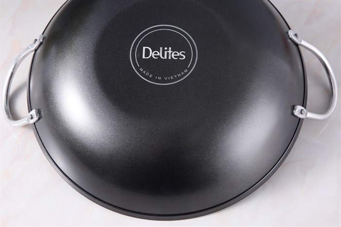 Chảo nhôm chống dính 2 quai 34 cm Delites CR002-34 Màu Đen