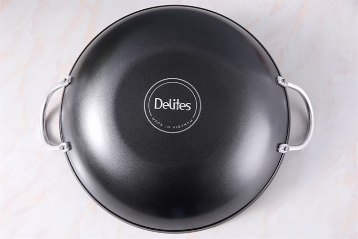 Chảo nhôm chống dính 2 quai 34 cm Delites CR002-34 Màu Đen