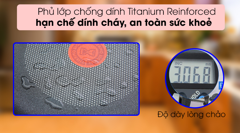 Phủ chống dính Titanium Reinforced - Chảo nhôm sâu chống dính đáy từ 28cm TEFAL So Chef G1358695.