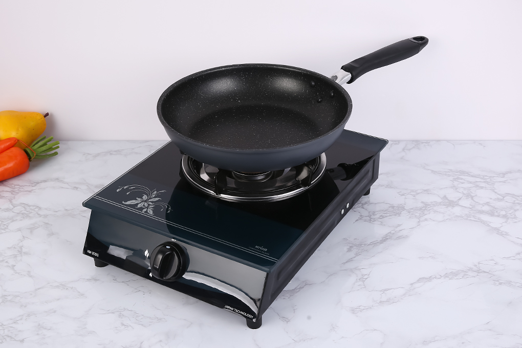 Chảo nhôm chống dính vân đá 26 cm Delites CS002-26 Màu Đen