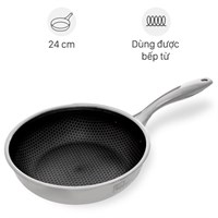 Chảo inox sâu chống dính tổ ong đáy từ 24 cm Fivestar Blackcube FPC24002