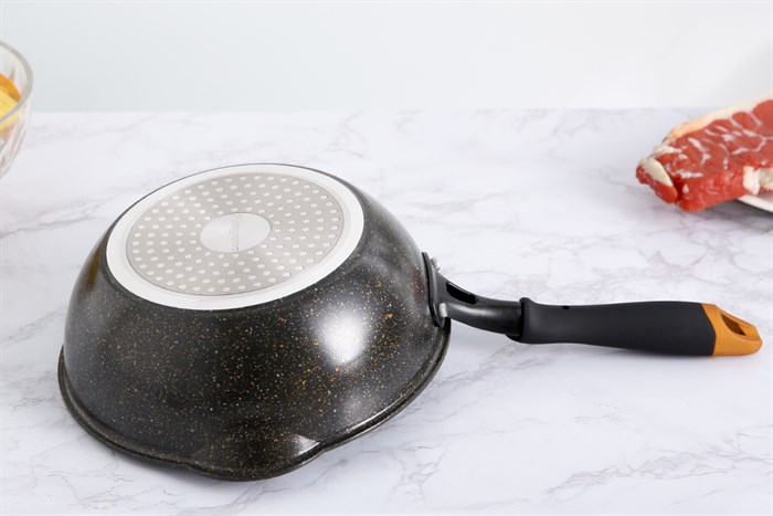 Chảo nhôm sâu chống dính vân đá đáy từ 20 cm Kangaroo KG662XS Màu Đen