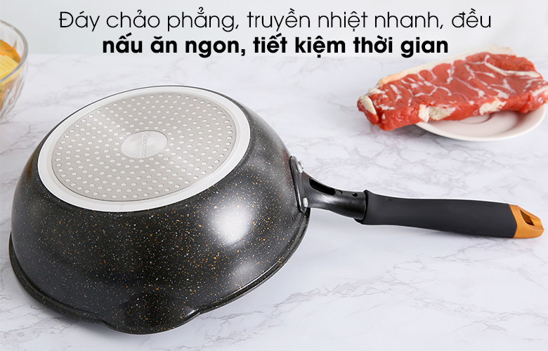 Đáy chảo phẳng - Chảo nhôm chống dính vân đá 24cm Kangaroo KG662S