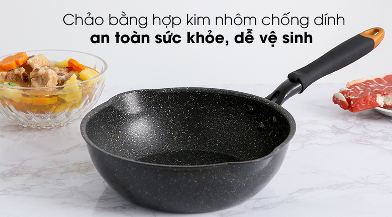 Chất liệu - Chảo nhôm chống dính vân đá 24cm Kangaroo KG662S