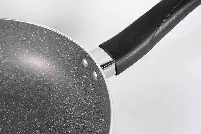Chảo nhôm sâu chống dính vân đá đáy từ nắp kính 26 cm Delites CE005-26 Màu Xám