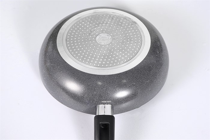 Chảo nhôm sâu chống dính vân đá đáy từ nắp kính 26 cm Delites CE005-26 Màu Xám