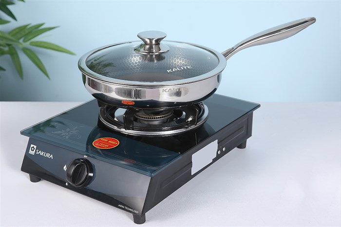 Chảo inox sâu chống dính tổ ong đáy từ nắp kính 26 cm Kalite KL-326 Màu Bạc Inox