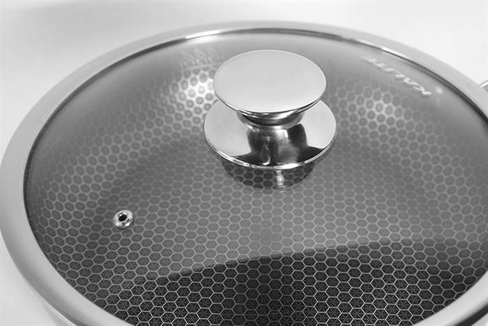 Chảo inox sâu chống dính tổ ong đáy từ nắp kính 26 cm Kalite KL-326 Màu Bạc Inox