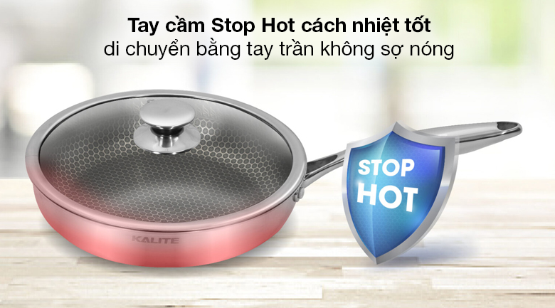 Chảo inox chống dính đáy inox 26 cm Kalite KL-326 - Tay cầm ứng dụng công nghệ chống nóng Stop Hot