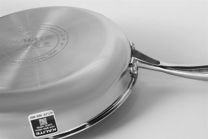 Chảo inox sâu chống dính tổ ong đáy từ nắp kính 26 cm Kalite KL-326 Màu Bạc Inox