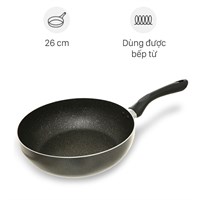 Chảo nhôm sâu chống dính vân đá đáy từ 26 cm Sunhouse SHS26MB