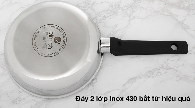 Chảo inox chống dính đáy từ 20 cm Elmich Trimax XP EL-3756 - Đáy 2 lớp inox 430 bắt từ tốt