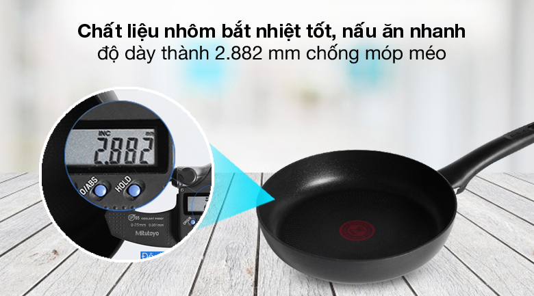 Dày bền - Chảo nhôm chống dính đáy từ 24 cm Tefal Ultimate G2680472