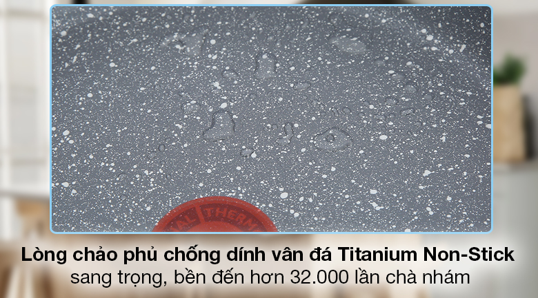 Chảo nhôm chống dính đáy từ 28 cm Tefal Cook Healthy G1340695 - Chảo chịu đến hơn 32.000 lần chà nhám với lớp chống dính vân đá Titanium Non-Stick cực bền