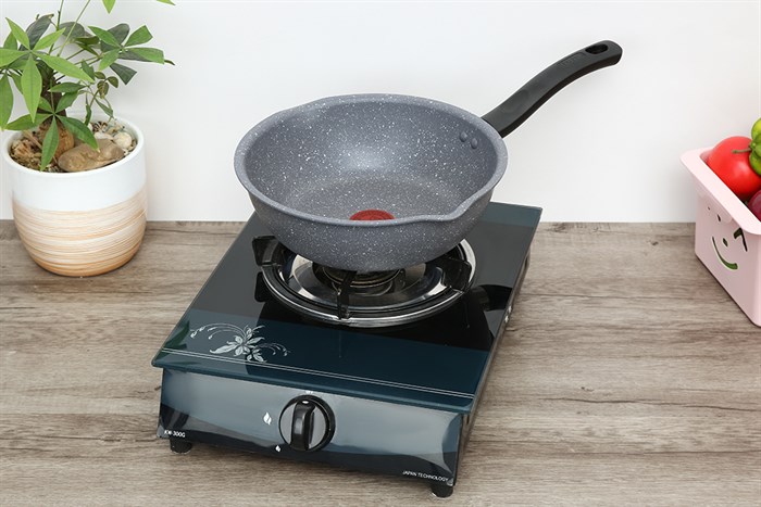 Chảo nhôm sâu chống dính vân đá đáy từ 24 cm Tefal Cook Healthy G1348495