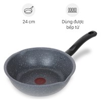 Chảo nhôm sâu chống dính vân đá đáy từ 24 cm Tefal Cook Healthy G1348495