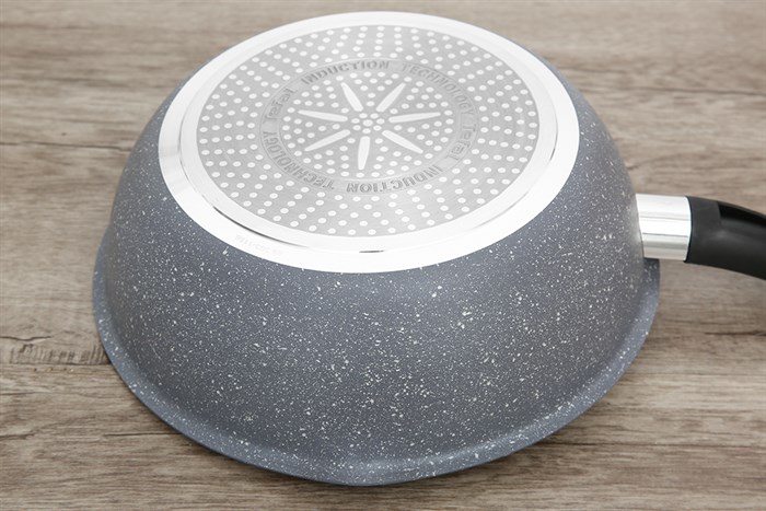 Chảo nhôm sâu chống dính vân đá đáy từ 24 cm Tefal Cook Healthy G1348495 Màu Xám