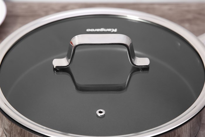 Chảo inox chống dính đáy từ nắp kính 26 cm Kangaroo KG01F126 Màu Inox