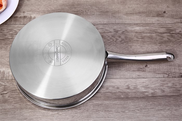 Chảo inox chống dính đáy từ nắp kính 26 cm Kangaroo KG01F126 Màu Inox