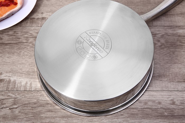 Chảo inox chống dính đáy từ nắp kính 26 cm Kangaroo KG01F126 Màu Inox