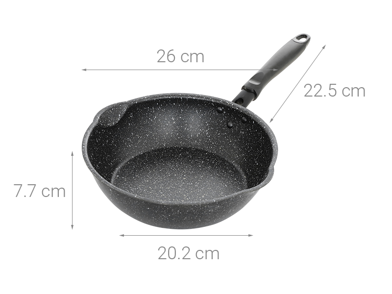 Chảo nhôm sâu chống dính vân đá đáy từ 26 cm Sunhouse SHS26MRD