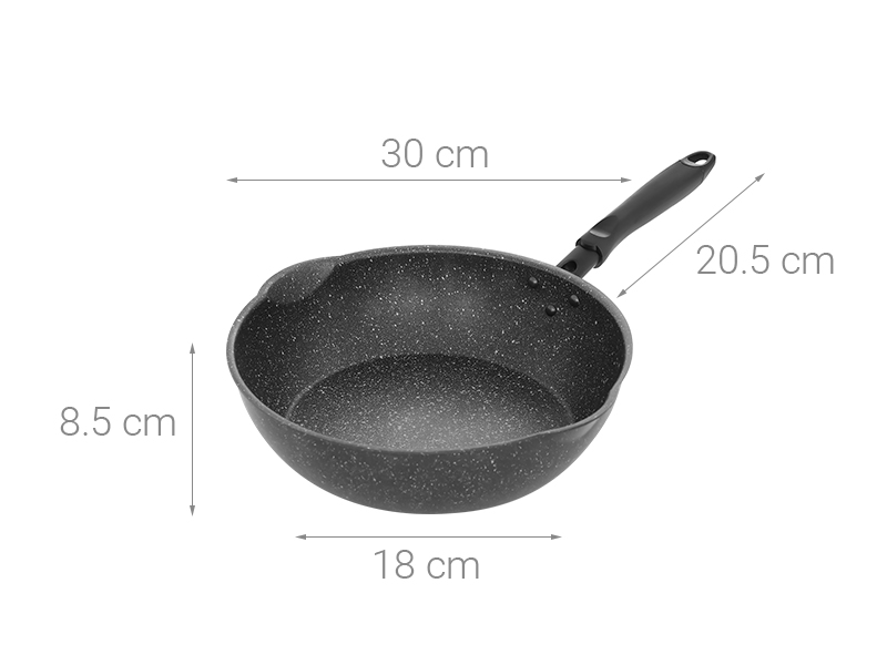 Chảo nhôm sâu chống dính vân đá đáy từ 30 cm Sunhouse SHS30MRD